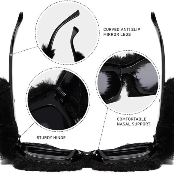 Plush Fuzzy Cat Eye Sunglasses main image 4
